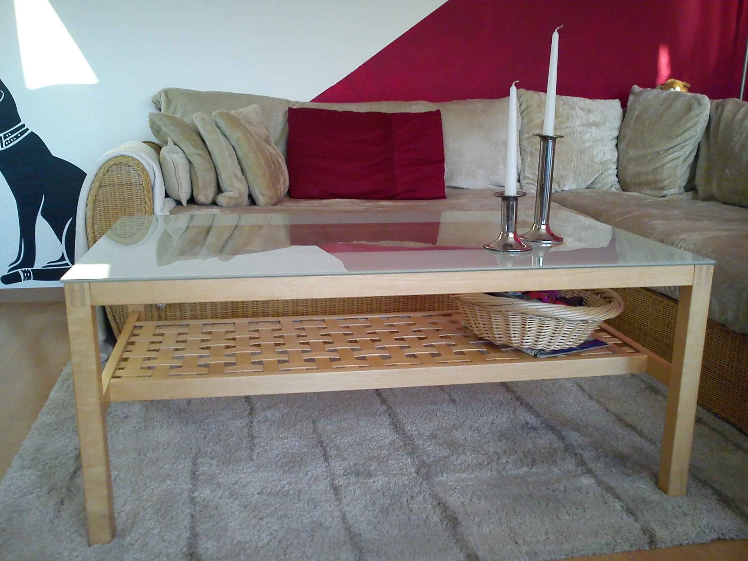 verk.Glascouchtisch & TV Lowboard 8 Mon.alt wie NEU,auch einzeln