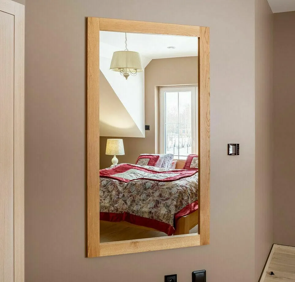 SPIEGEL WANDSPIEFGEL AUS EICHENHOLZ EICHE MASSIVHOLZ LACK 90x160x2, 5cm