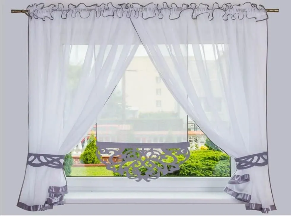 Fertige Gardine Praga Praga 400x160 Grau Fensterdekoration Vorhänge Wohnaccessoi